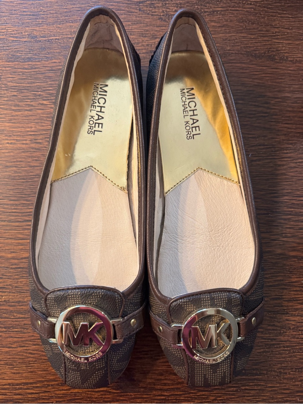 Michael Kors Brown Logo MK Ballet Flats size 8 NWT